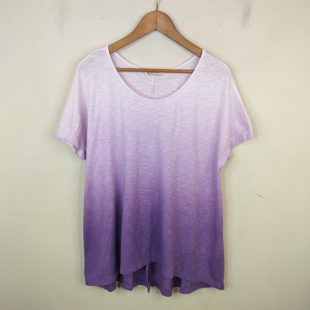 Margaritaville Purple Ombre T-Shirt Women XS Pastel Split Back Short Sleeve